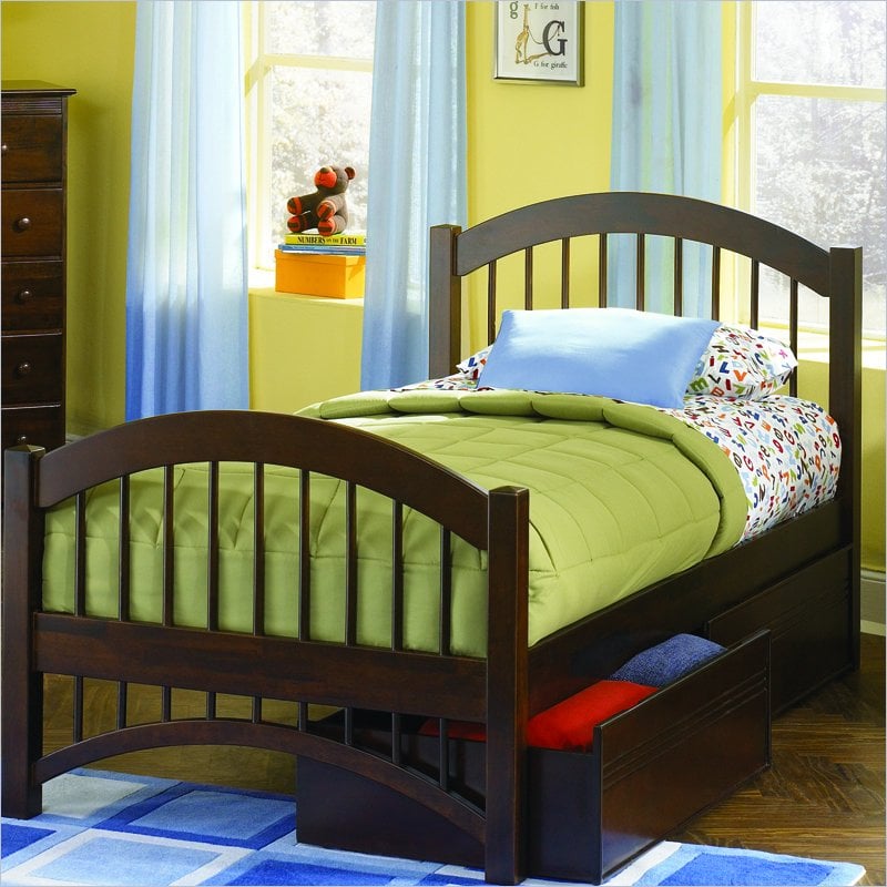 Atlantic Furniture Windsor Twin Platform Bed with Double Arch Footboard