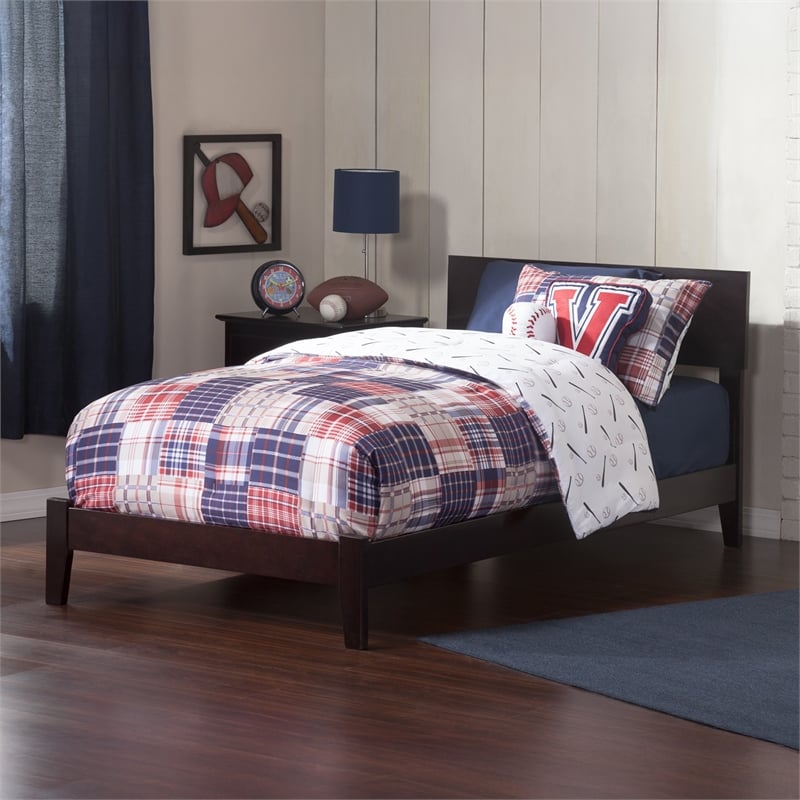 Orlando Twin XL Solid Wood Foundation Bed in Espresso