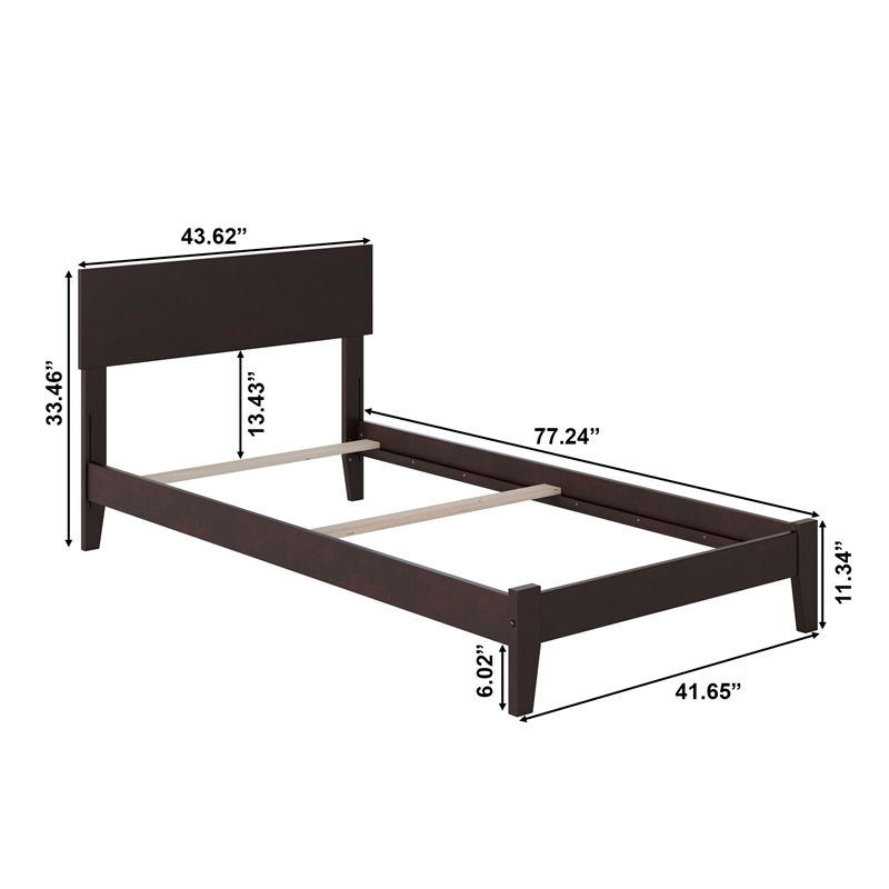 Orlando Twin Solid Wood Foundation Bed in Espresso