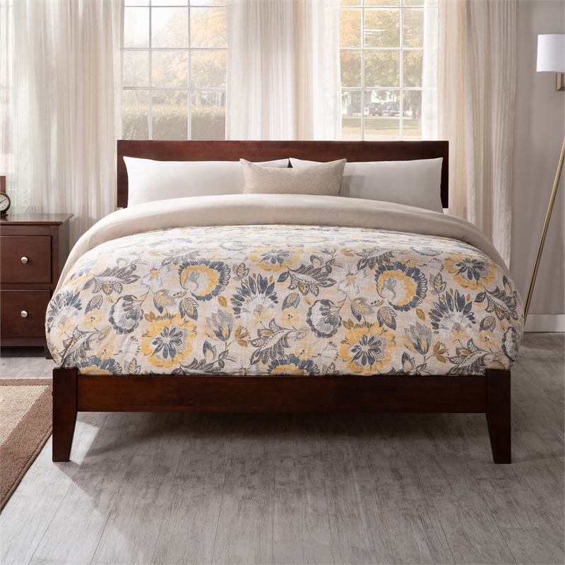 Orlando Full Solid Wood Foundation Bed in Walnut