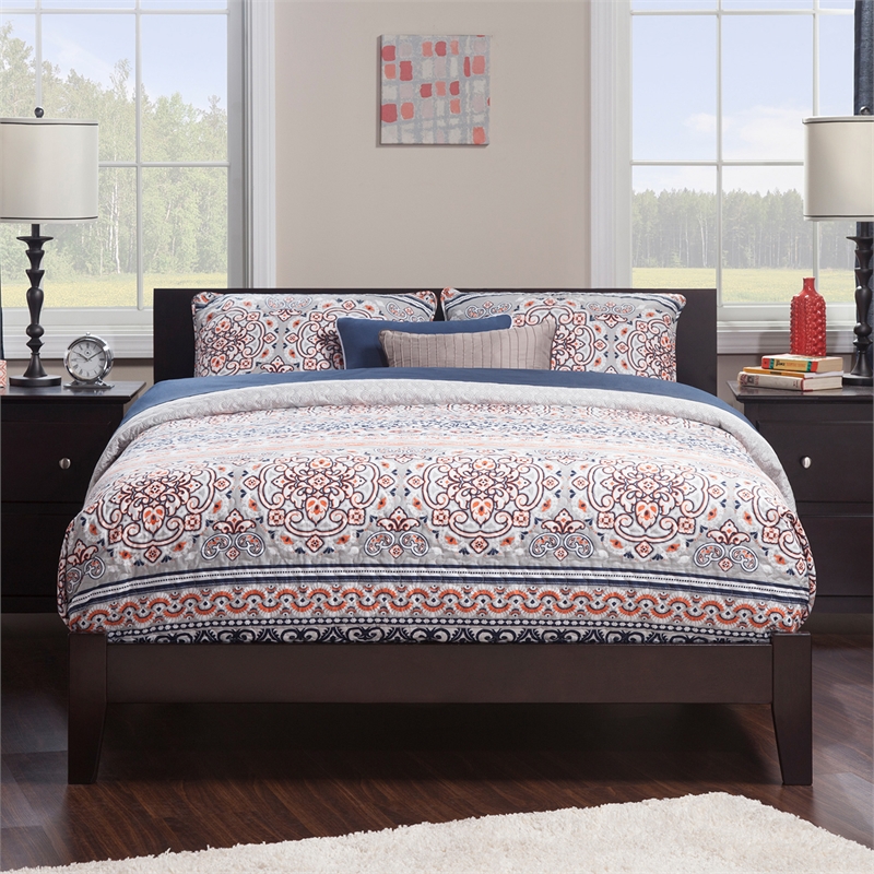 Orlando King Solid Wood Foundation Bed in Espresso