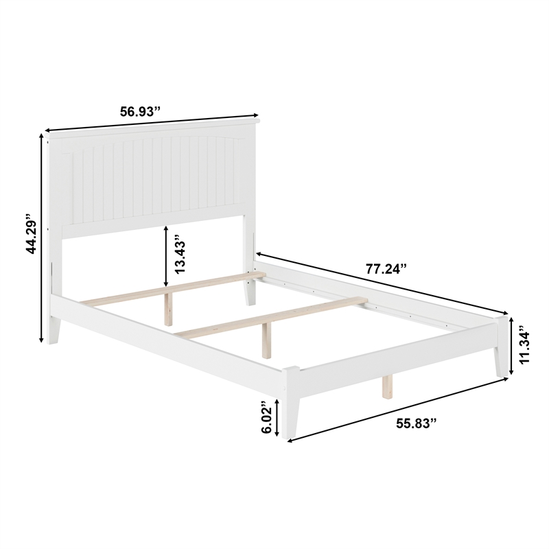 Nantucket Full Solid Wood Foundation Bed in White