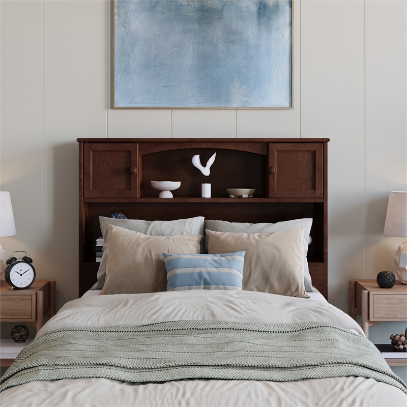 AFI Newport Twin XL Solid Wood Bookcase Bed in Walnut