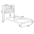 AFI Newport Twin Bookcase Solid Wood Bed in White