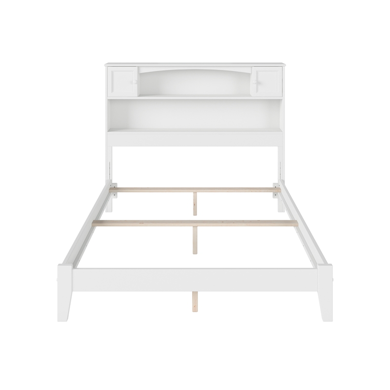 AFI Newport Full Bookcase Solid Wood Panel Bed in White