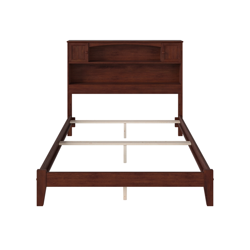 AFI Newport Full Bookcase Solid Wood Panel Bed in Walnut