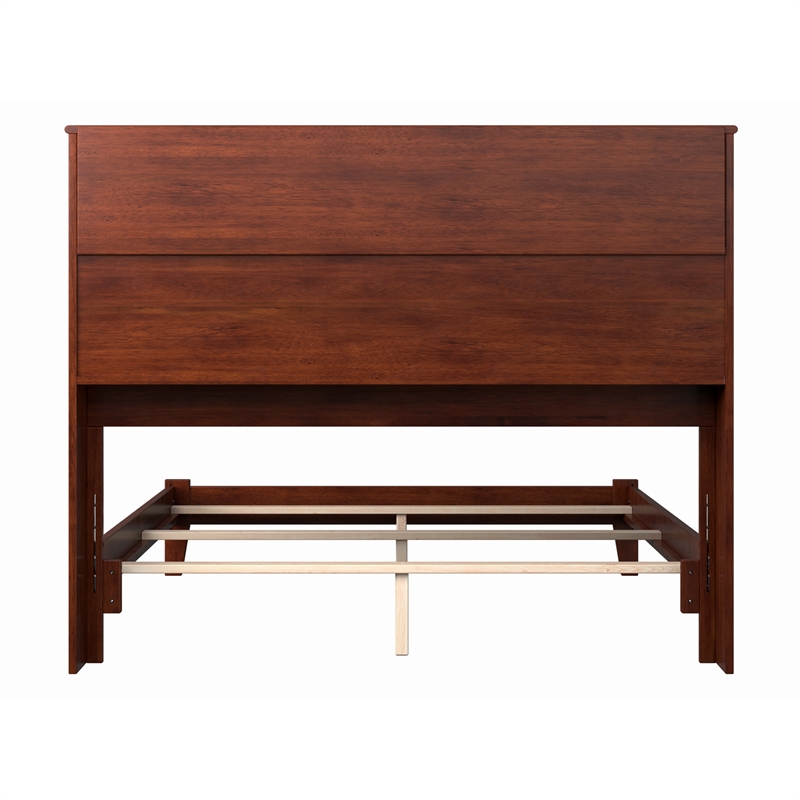 AFI Newport Full Bookcase Solid Wood Panel Bed in Walnut