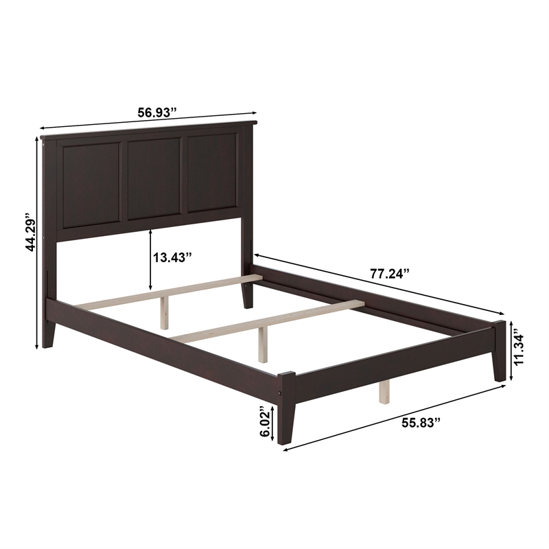 Madison Full Solid Wood Foundation Bed in Espresso