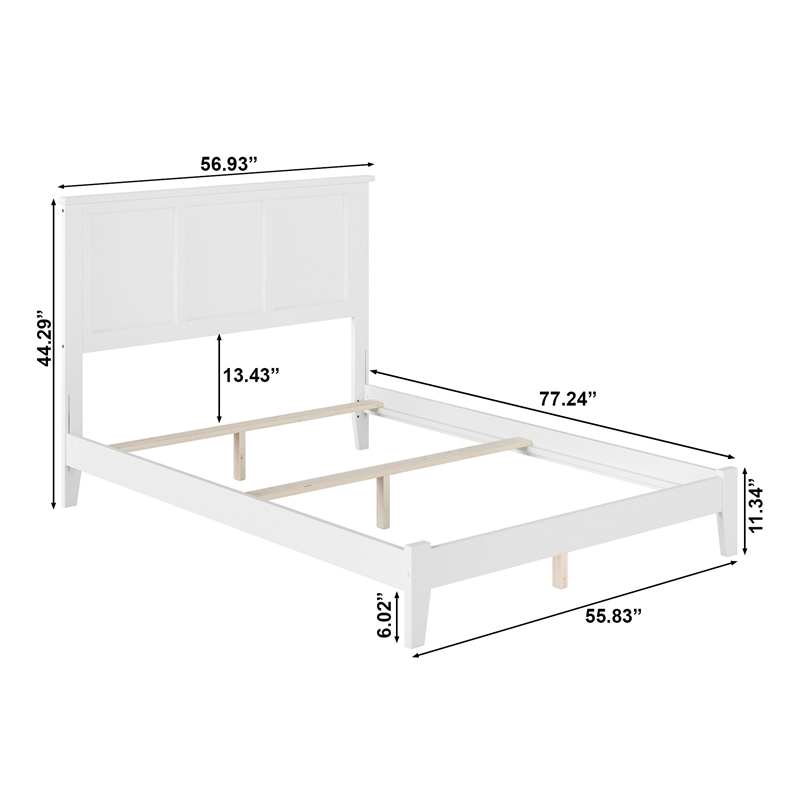 Madison Full Solid Wood Foundation Bed in White