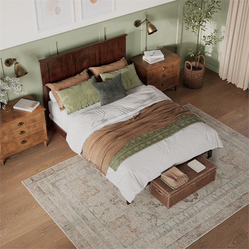 Madison Queen Solid Wood Foundation Bed in Walnut