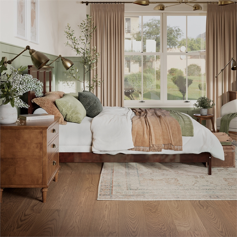 Madison Queen Solid Wood Foundation Bed in Walnut