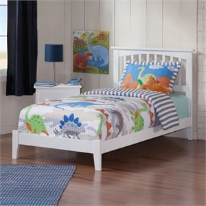 Mission Twin XL Solid Wood Foundation Bed in White