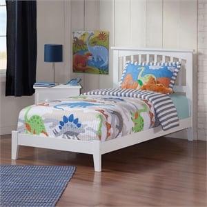 Mission Twin Solid Wood Foundation Bed in White