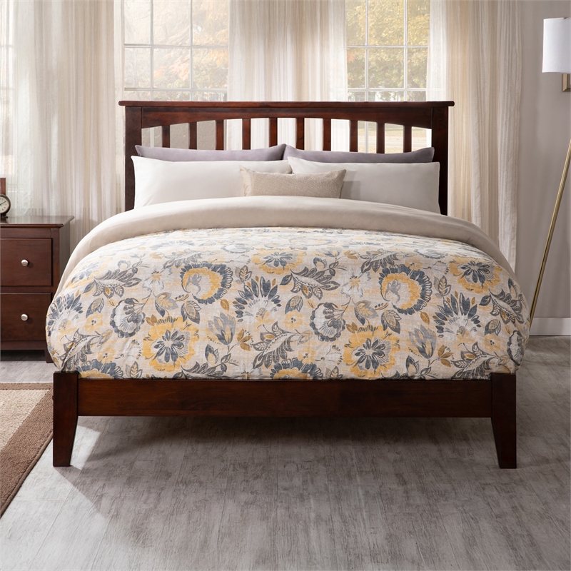 Mission Full Solid Wood Foundation Bed in Walnut