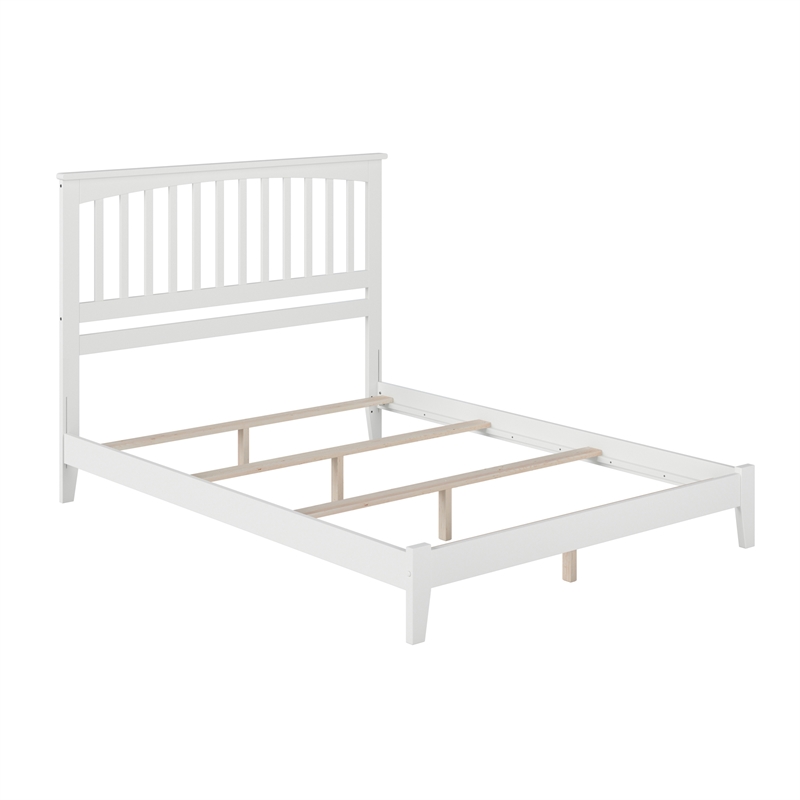 Mission Queen Solid Wood Foundation Bed in White