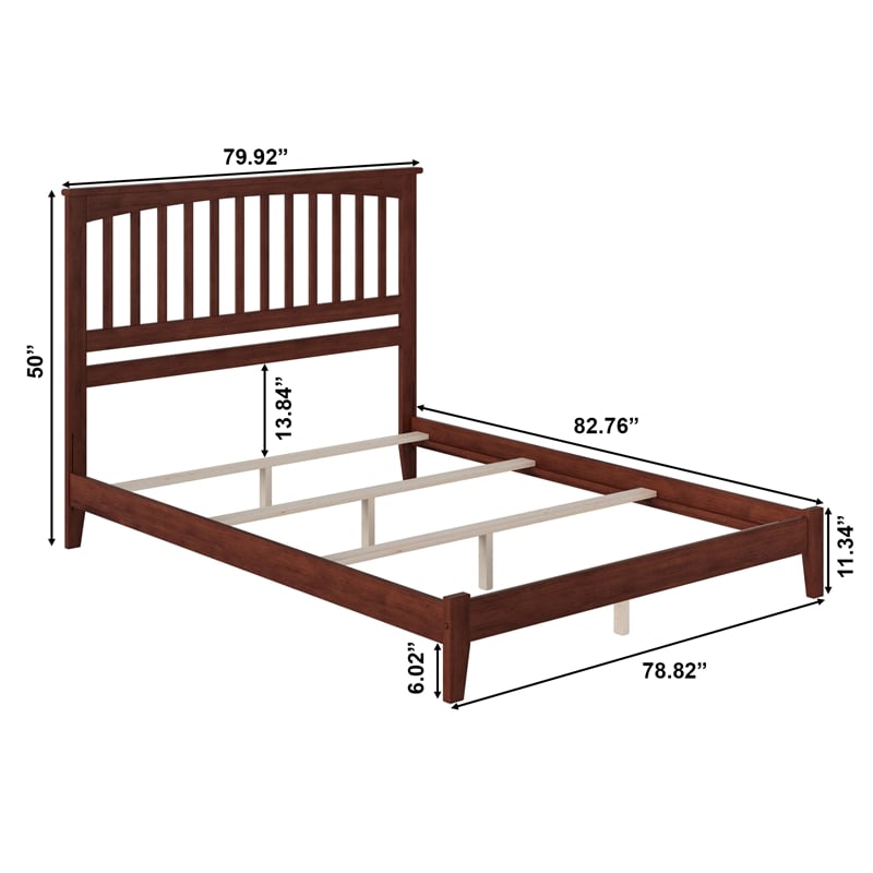 Mission King Solid Wood Foundation Bed in Walnut