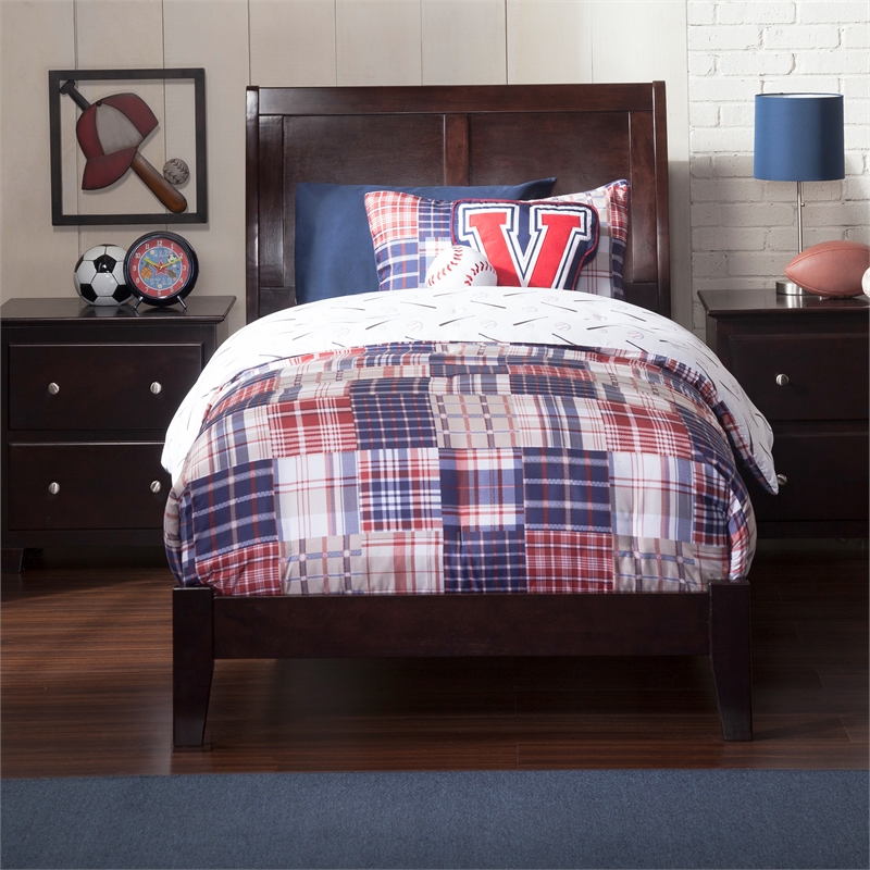 Portland Twin XL Solid Wood Foundation Bed in Espresso