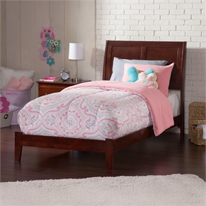 Portland Twin XL Solid Wood Foundation Bed in Walnut