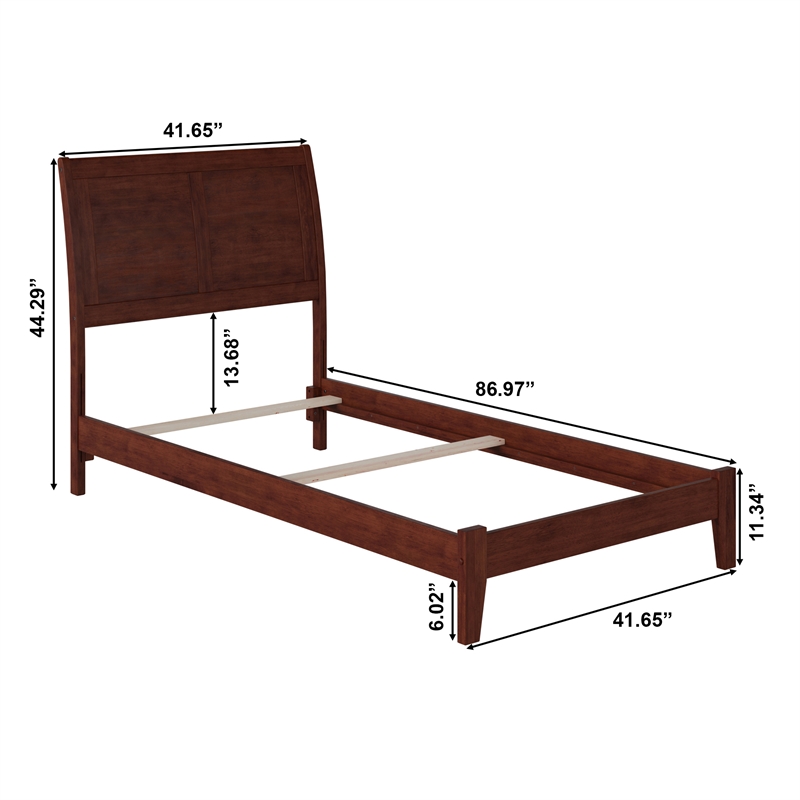 Portland Twin XL Solid Wood Foundation Bed in Walnut