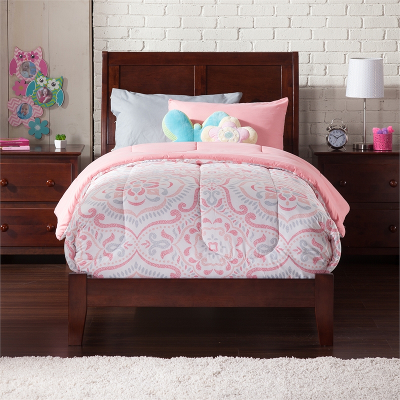 Portland Twin Solid Wood Foundation Bed in Walnut