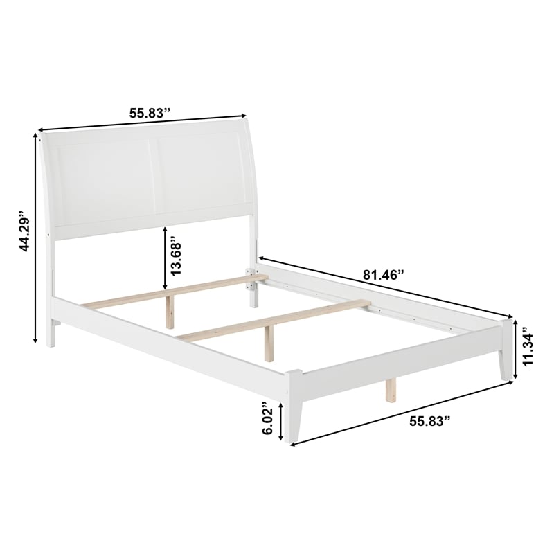 Portland Full Solid Wood Foundation Bed in White