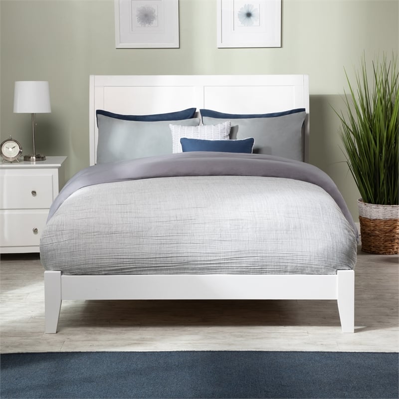 Portland Full Solid Wood Foundation Bed in White