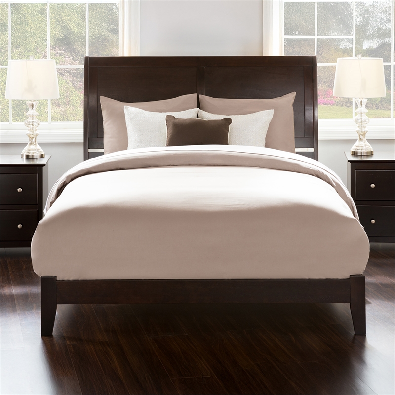 Portland Queen Solid Wood Foundation Bed in Espresso
