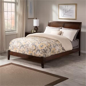 Portland Queen Solid Wood Foundation Bed in Walnut