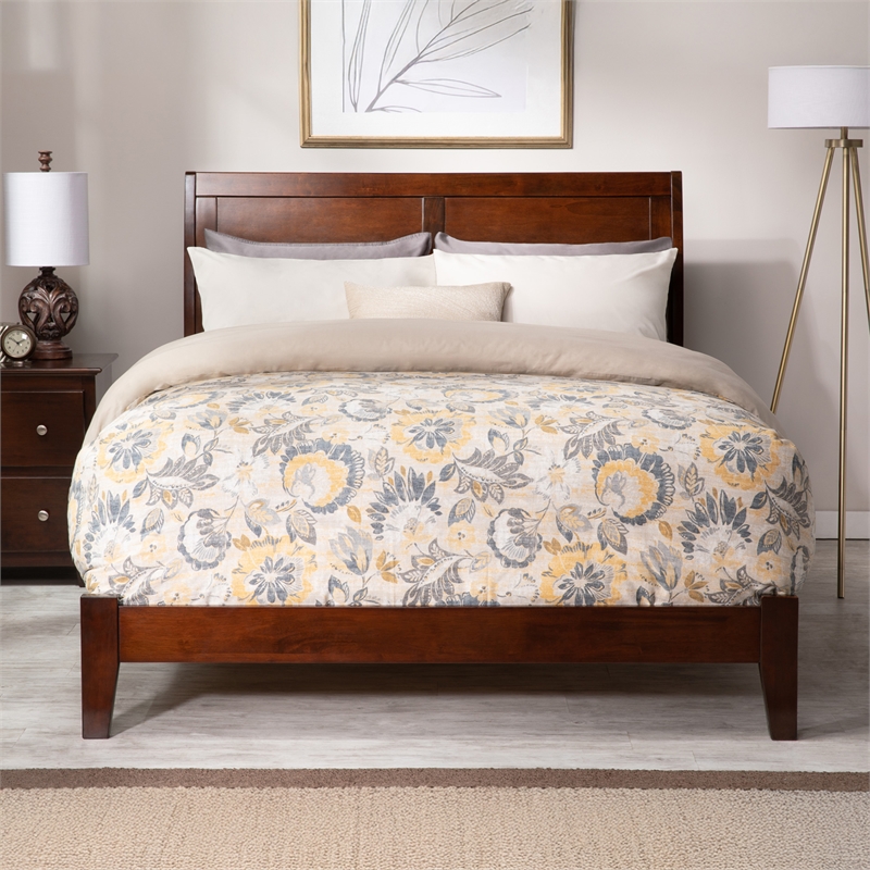 Portland Queen Solid Wood Foundation Bed in Walnut