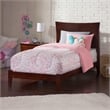 AFI Metro Twin XL Solid Wood Panel Bed with USB Charging Station in Walnut