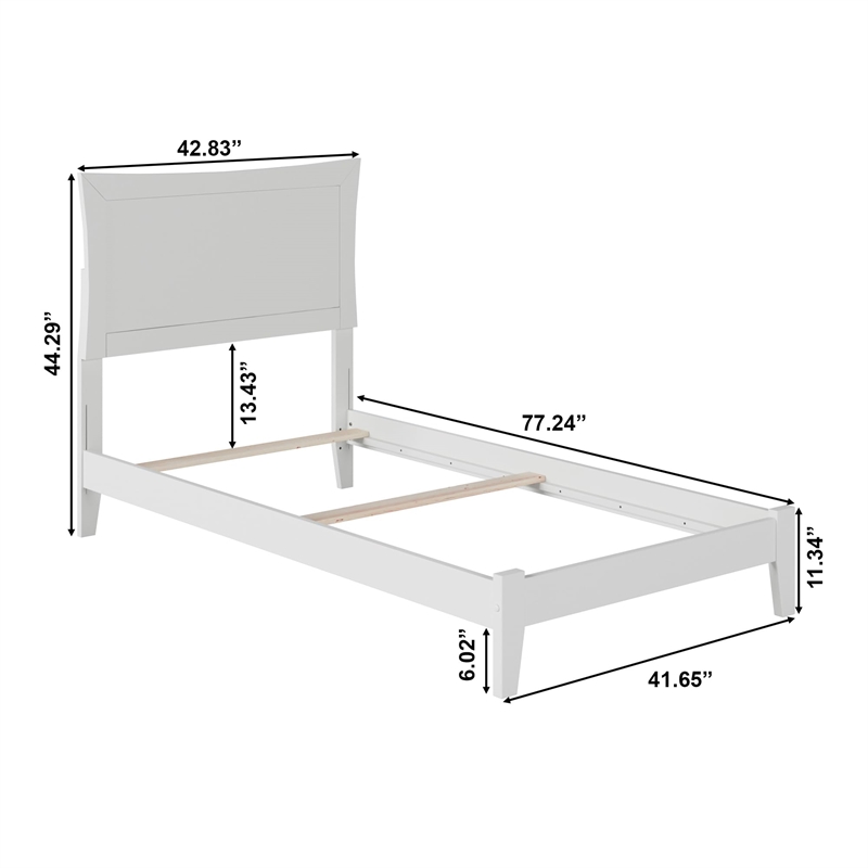 AFI Metro Twin Solid Wood Panel Bed with USB Charging Station in White
