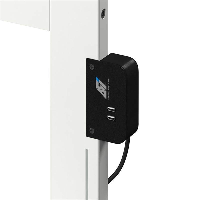 AFI Metro Full Solid Wood Panel Bed with USB Charging Station in White