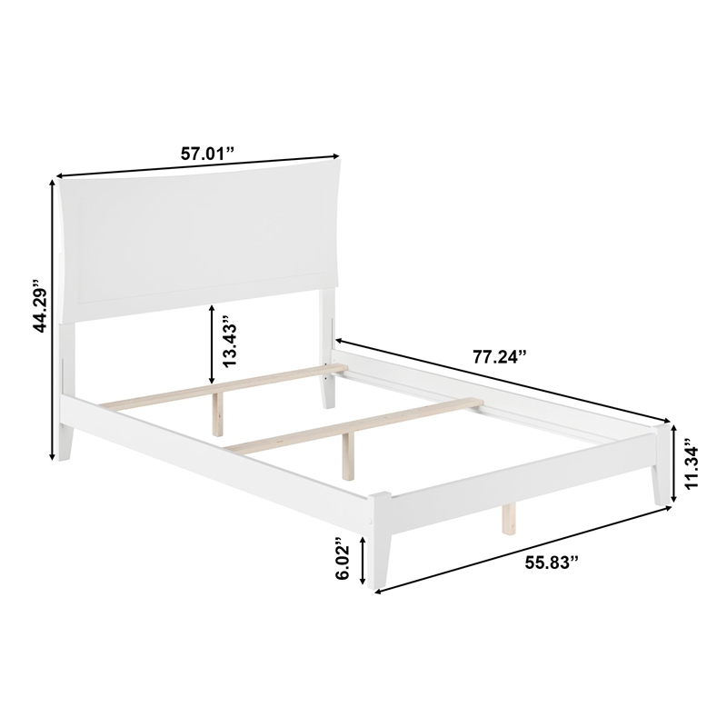 AFI Metro Full Solid Wood Panel Bed with USB Charging Station in White