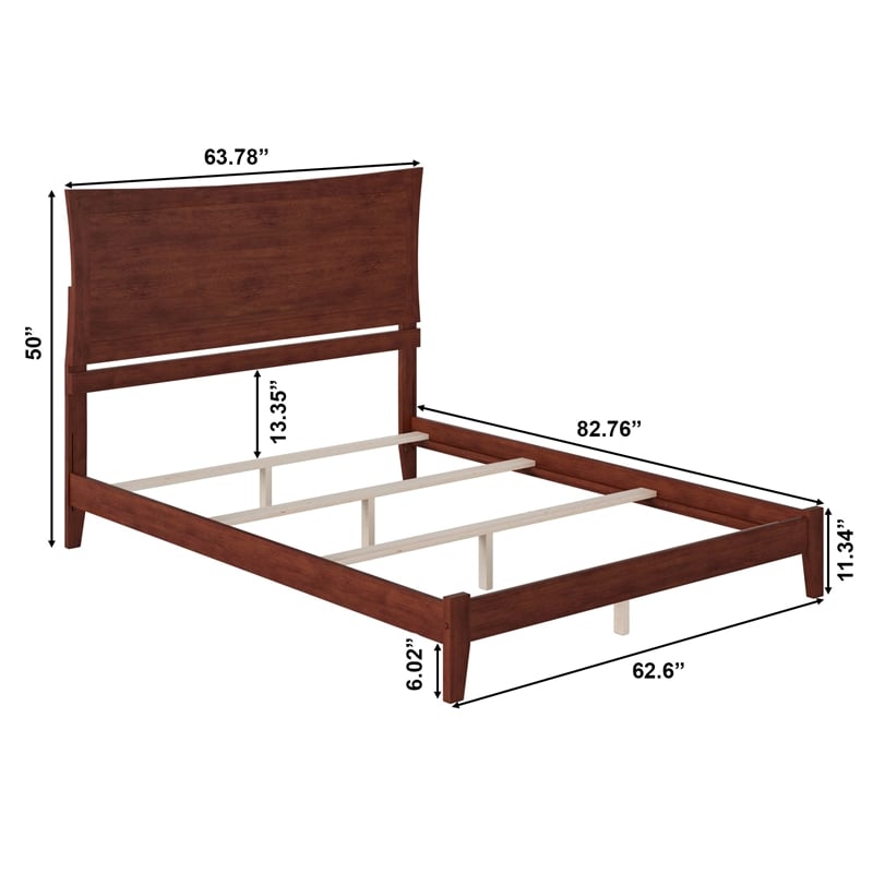 AFI Metro Queen Solid Wood Panel Bed with USB Charging Station in Walnut