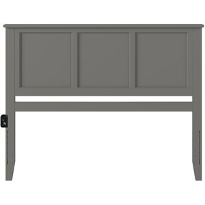 AFI Madison Queen Wood Panel Headboard with USB Charging Station in Gray