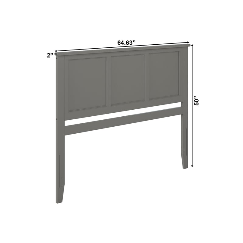 Madison Queen Solid Wood Panel Headboard in Grey