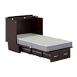 Nantucket Twin Wood Murphy Bed Chest w Mattress and Built-in Charger in Espresso