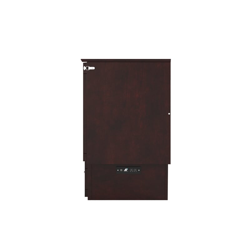 Nantucket Twin Wood Murphy Bed Chest w Mattress and Built-in Charger in Espresso