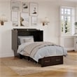 Nantucket Twin Wood Murphy Bed Chest w Mattress and Built-in Charger in Espresso