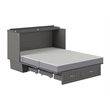 Nantucket Queen Wood Murphy Bed Chest with Mattress and Built-in Charger in Gray