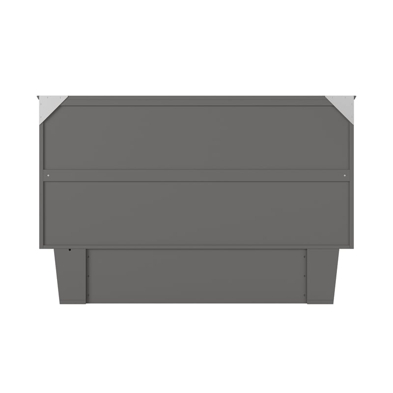 Nantucket Queen Wood Murphy Bed Chest with Mattress and Built-in Charger in Gray