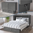 Nantucket Queen Wood Murphy Bed Chest with Mattress and Built-in Charger in Gray