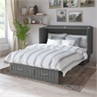 Nantucket Queen Wood Murphy Bed Chest with Mattress and Built-in Charger in Gray