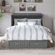 Nantucket Queen Wood Murphy Bed Chest with Mattress and Built-in Charger in Gray