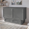 Nantucket Queen Wood Murphy Bed Chest with Mattress and Built-in Charger in Gray