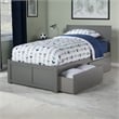 Orlando Twin XL Wood Platform Bed with Footboard and Storage Drawers in Grey