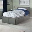 Orlando Twin XL Wood Platform Bed with Footboard and Storage Drawers in Grey
