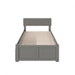 Orlando Twin XL Wood Platform Bed with Footboard and Storage Drawers in Grey