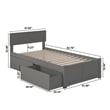Orlando Twin XL Wood Platform Bed with Footboard and Storage Drawers in Grey