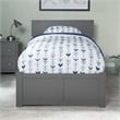 Orlando Twin Wood Platform Bed with Footboard and Storage Drawers in Grey